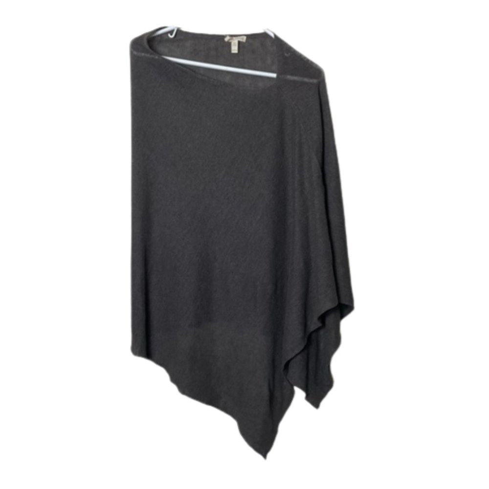 Eileen fisher dark taupe brown knit linen poncho top womens OS